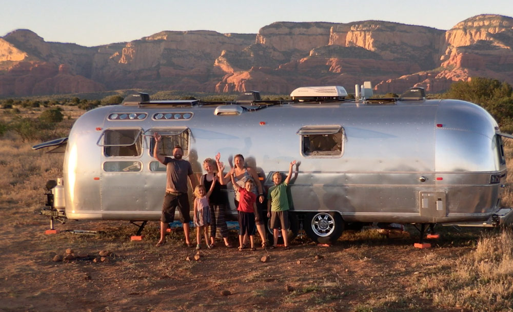 Jonathan Ashley Adali Jett Jax and Ada Longnecker in front of Airstream