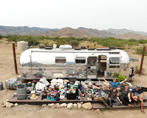 We pulled all our stuff out of our renovated vintage Airstream and deep cleaned everything!