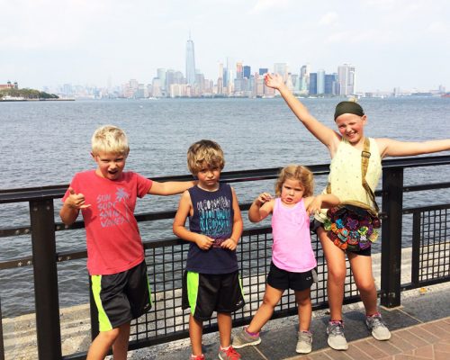 Kids with NYC in the background