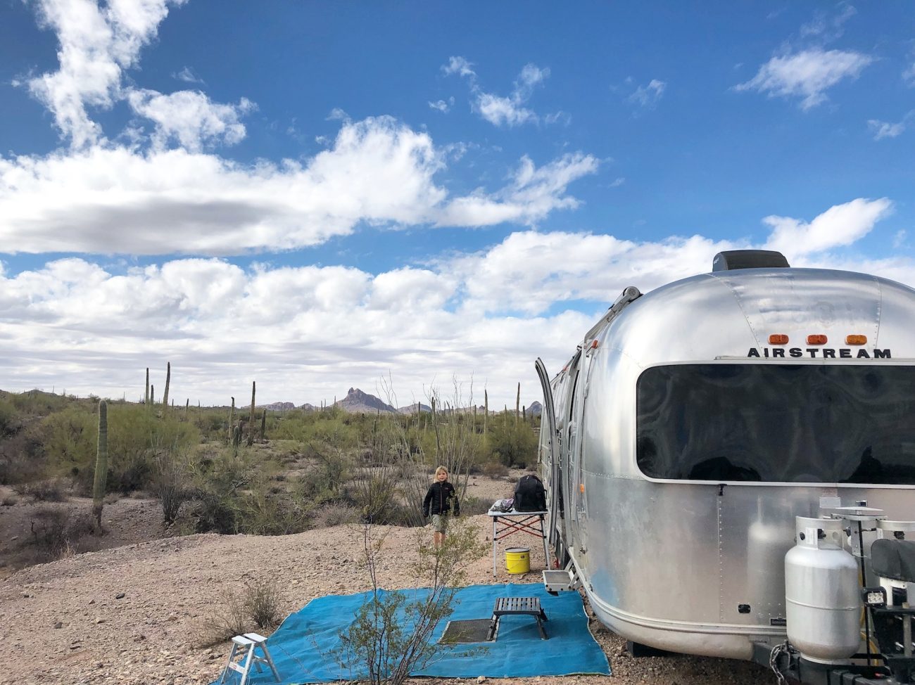 Airstream parked in desert outside Ajo, AZ