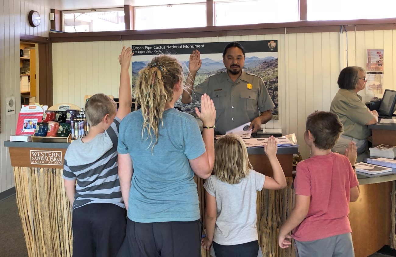 Kids being sworn in at Organ Pipe Cactus National Monument