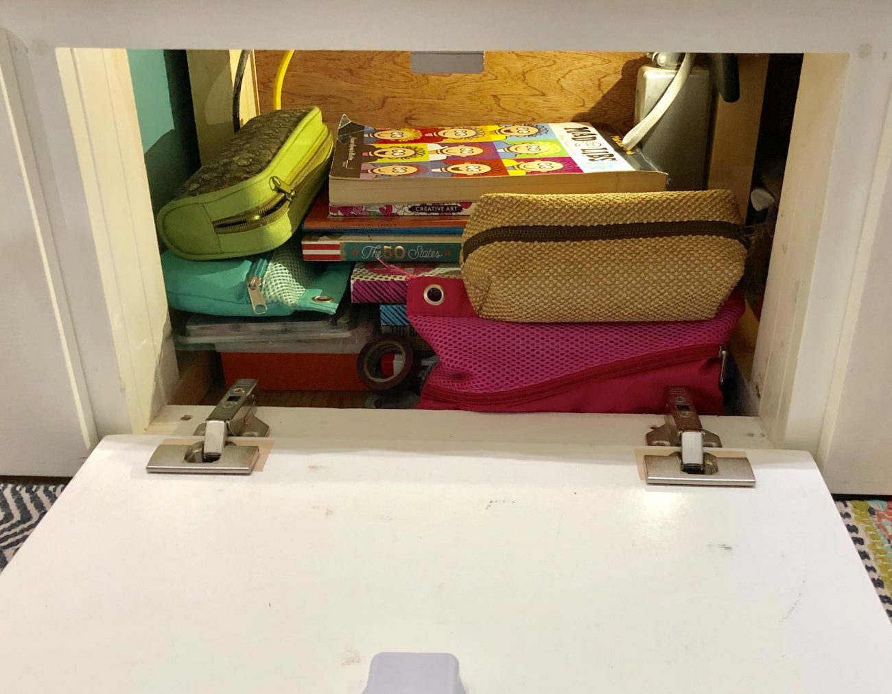 Under bed storage in Airstream