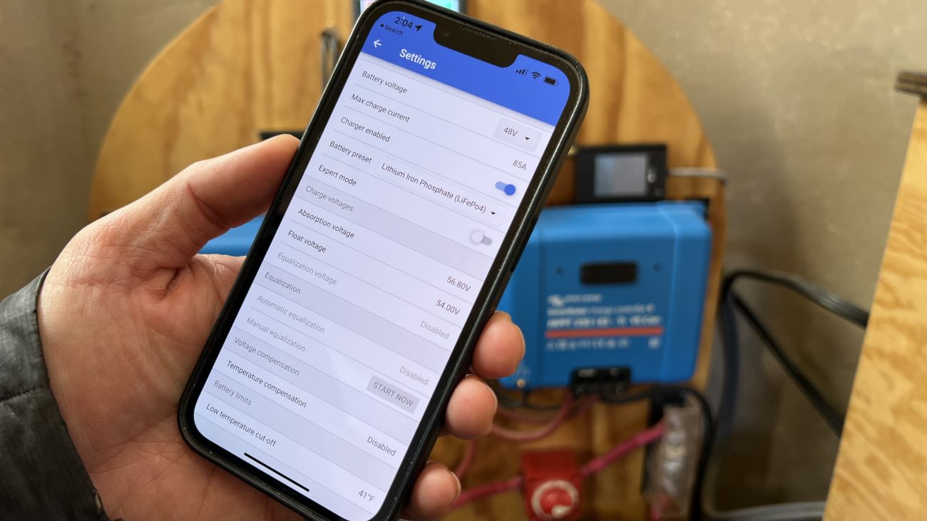 Change Victron Charge Settings on Phone via Bluetooth.