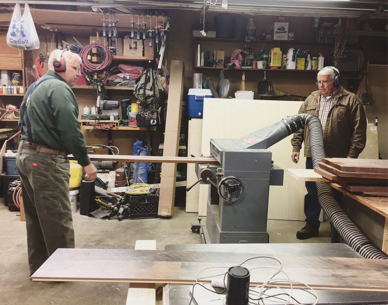 Dad and Fred Working on Cabinets