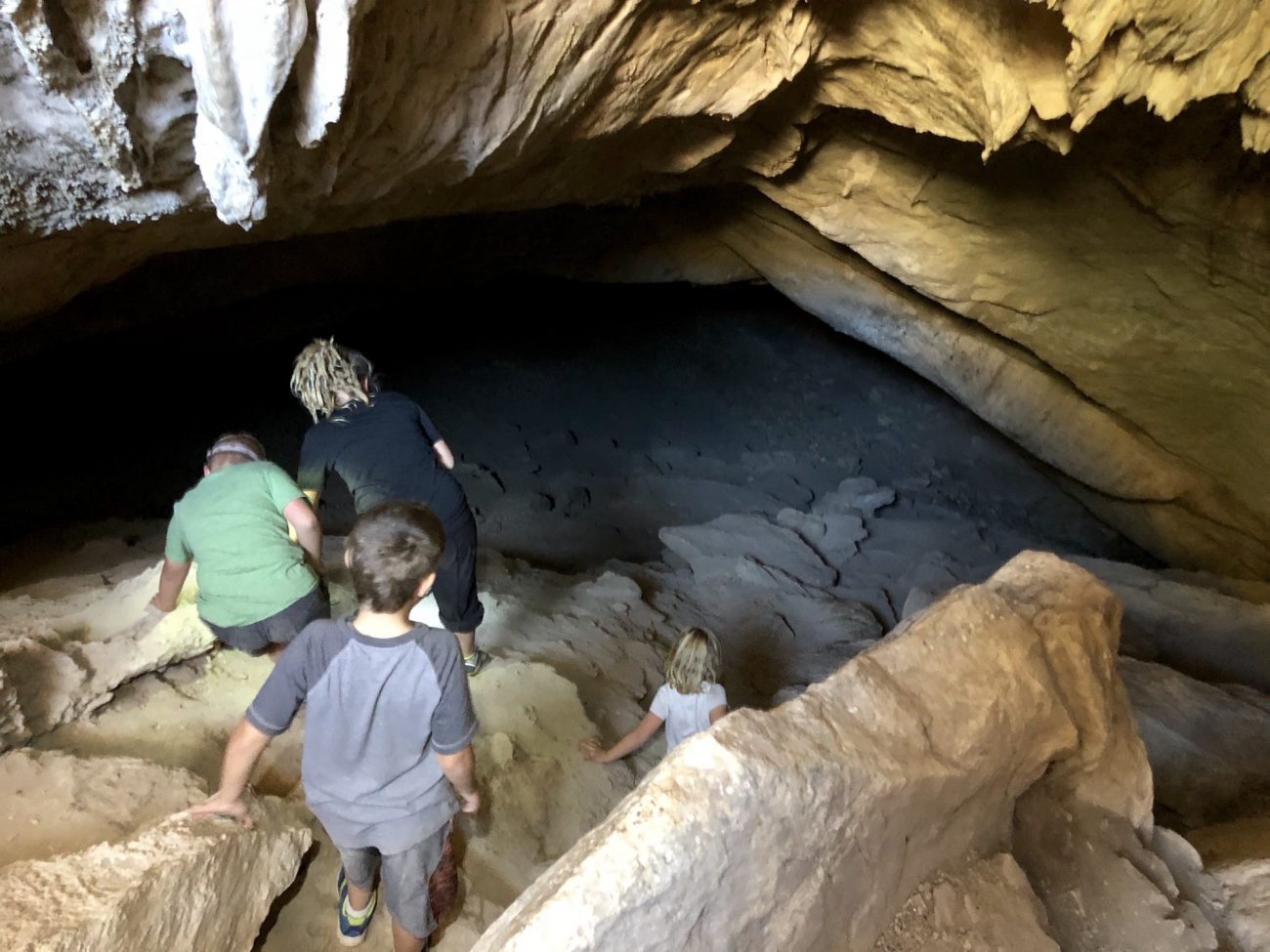 Kids Going in the Cave at Coronado National Memorial