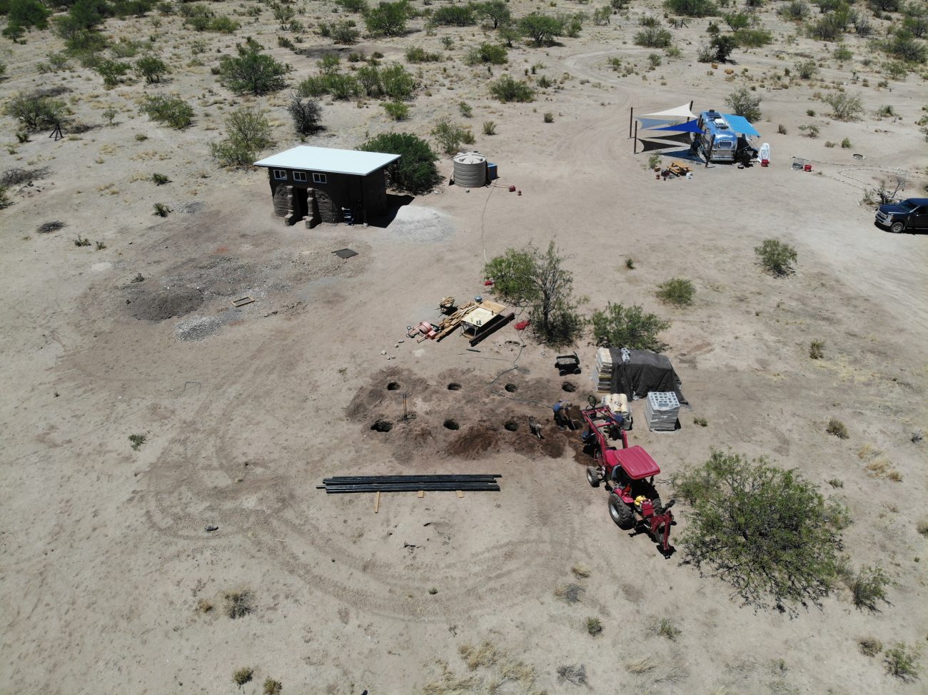 Augering Pier Holes for Solar Ground Mount Array