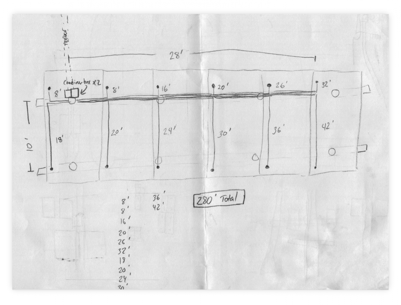 Solar Panel Wire Length Calculation Sketch