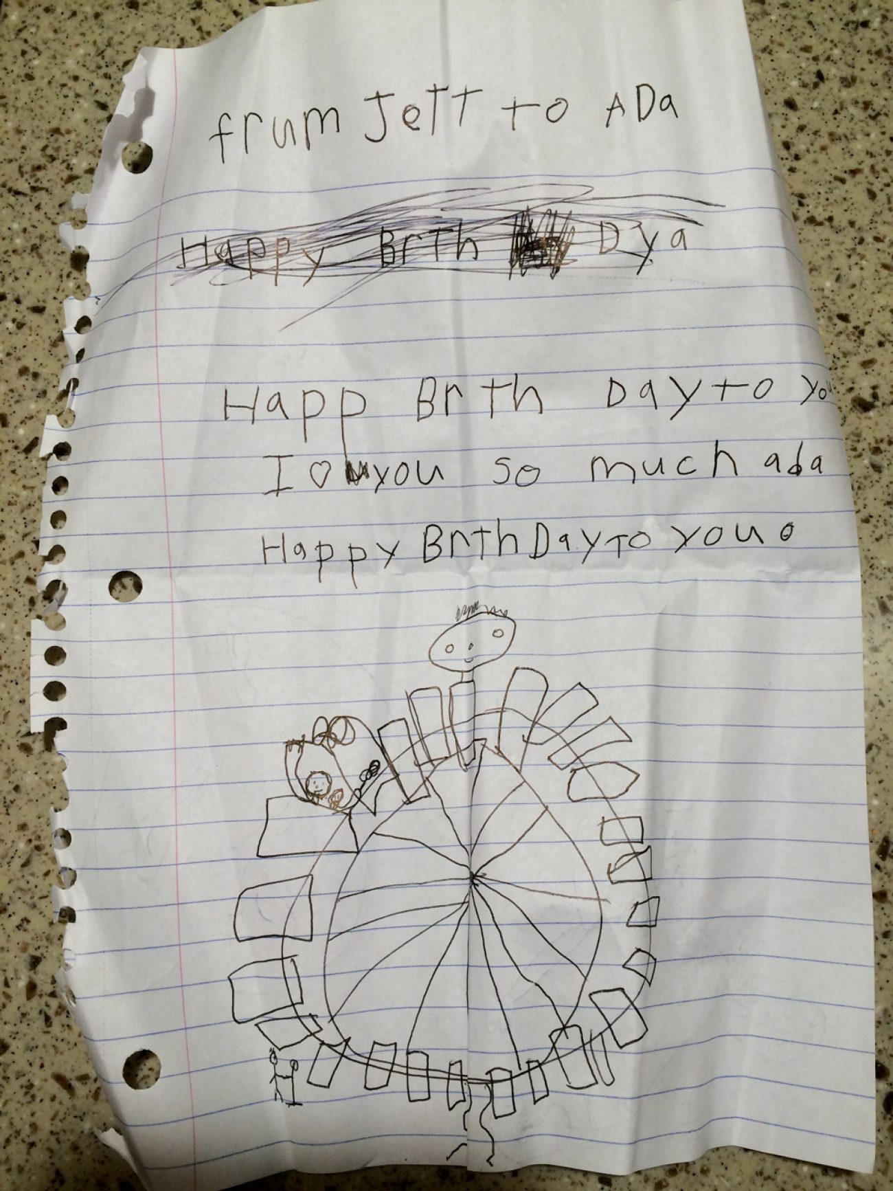 Ada's Birthday Card from Jett