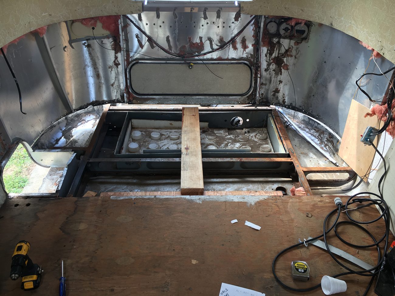 Airstream Renovation: Week 2 - Testing the Fresh Tank & Cutting Out Rotten  Floor - Tiny Shiny Home