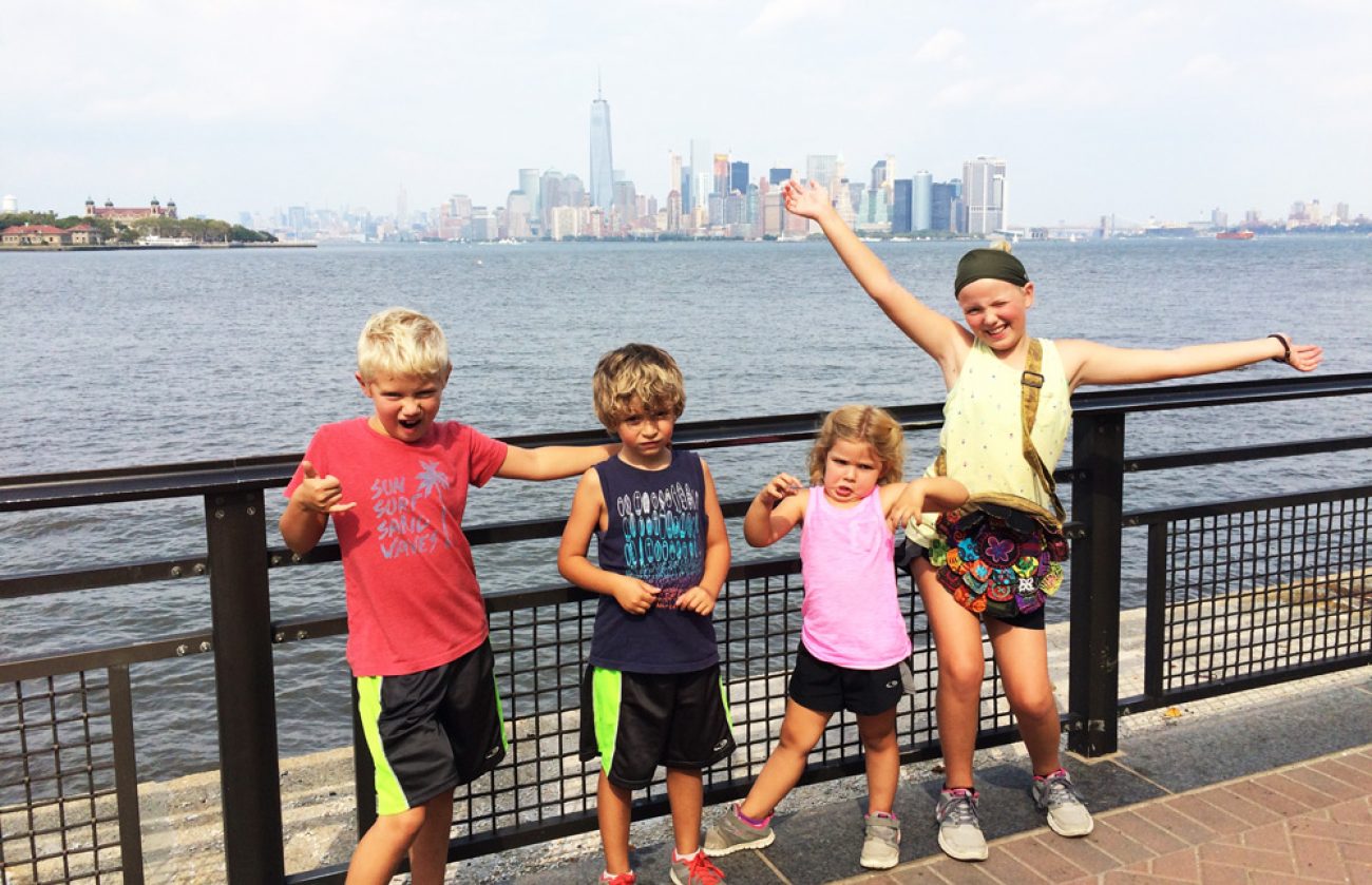 Kids with NYC in the background