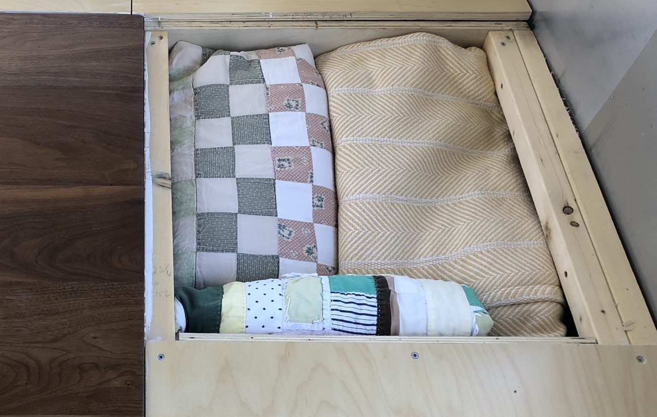 Extra Blanket Storage in Airstream