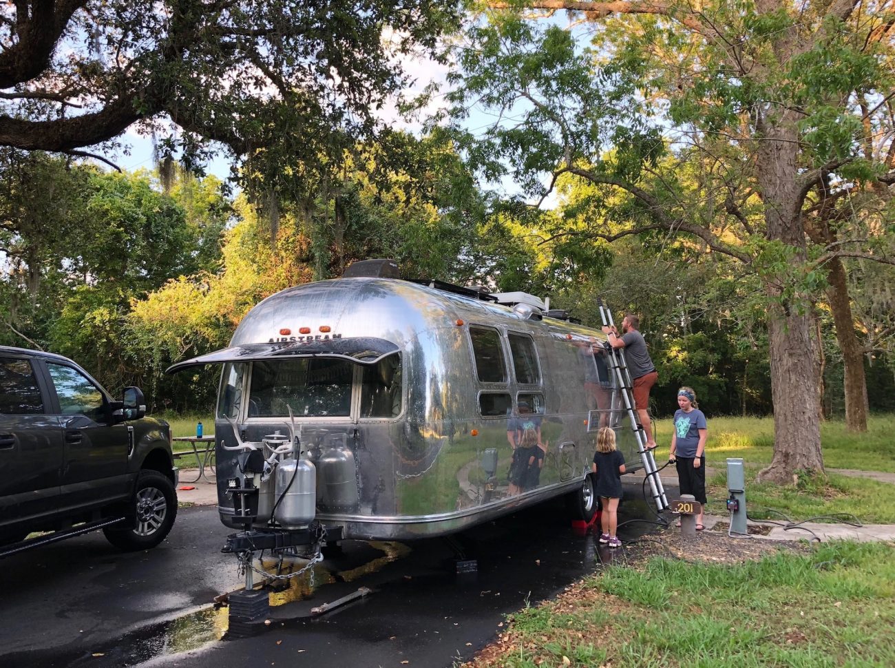 Washing Airstream and Getting Sand Off Top
