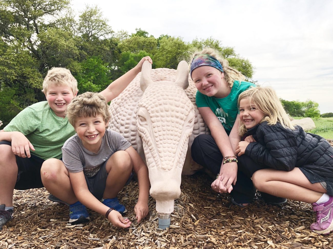 Kids and an Armadillo