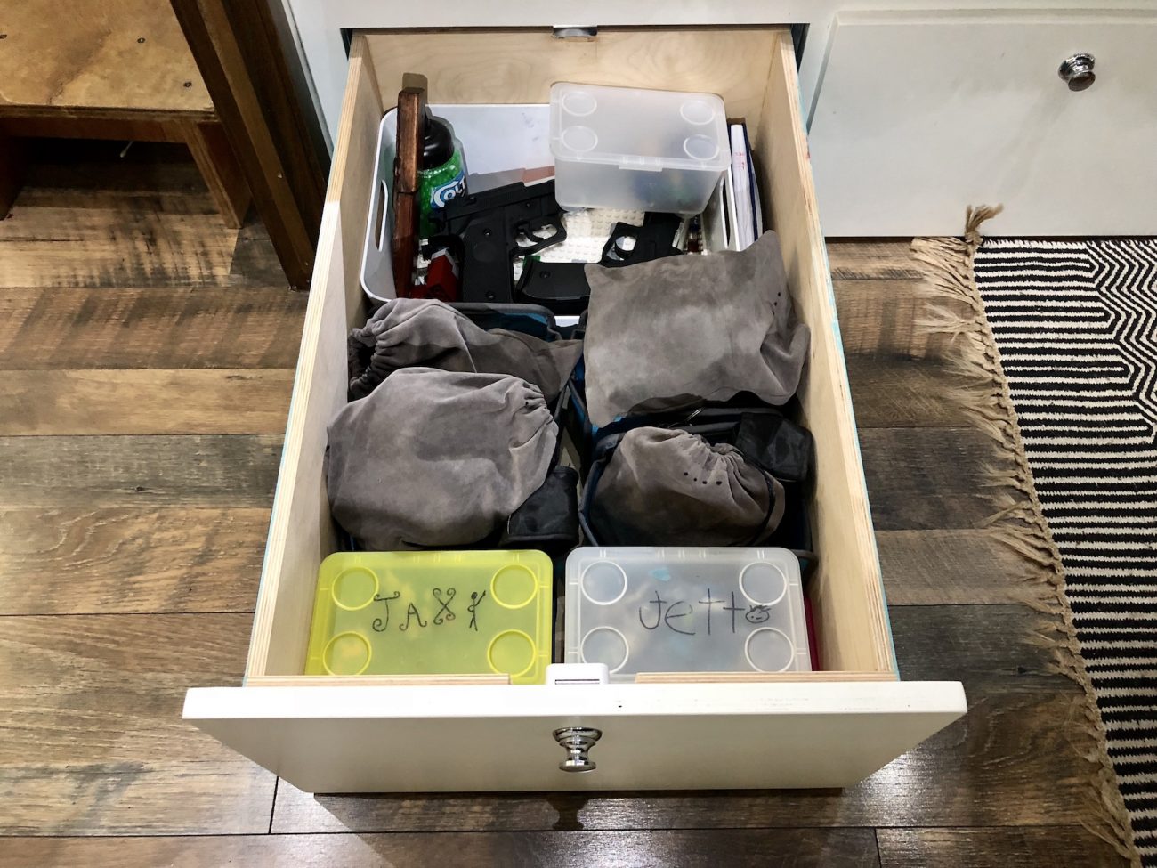 Kids toy drawer in Airstream