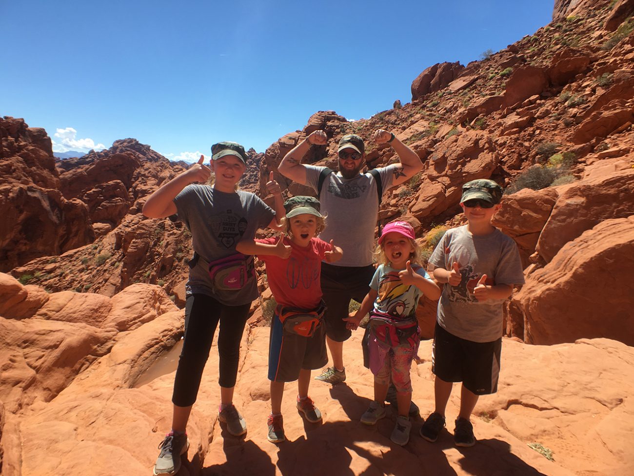 Kids and Jon at end of trail
