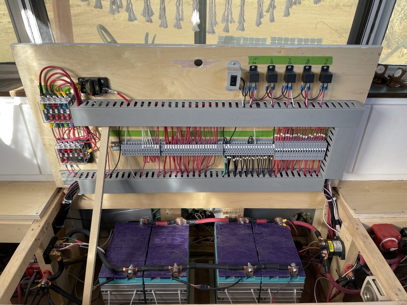 Lithium batteries installed in a renovated vintage Airstream.