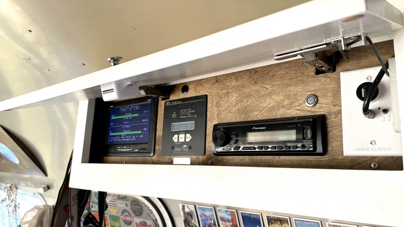 Car radio deck installed in Airstream