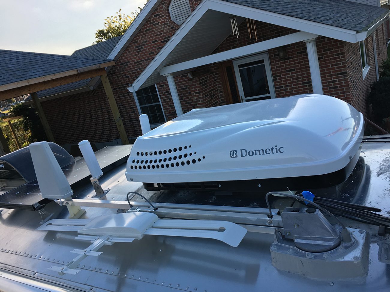 Roof Of Airstream With Solar And Antennas