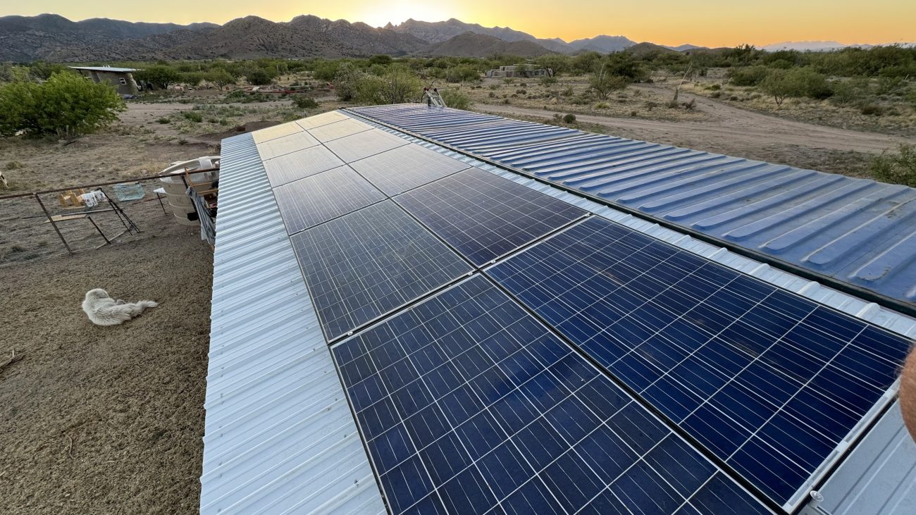 Solar rack at sunset